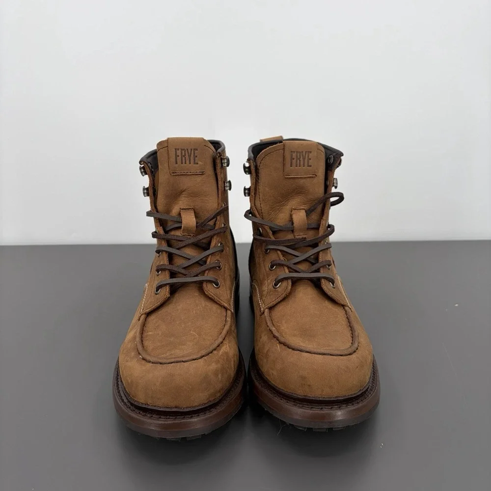 Frye Mens Bark Hudson Suede Work Boots Sz 8.5 Industrial Construction Outdoor